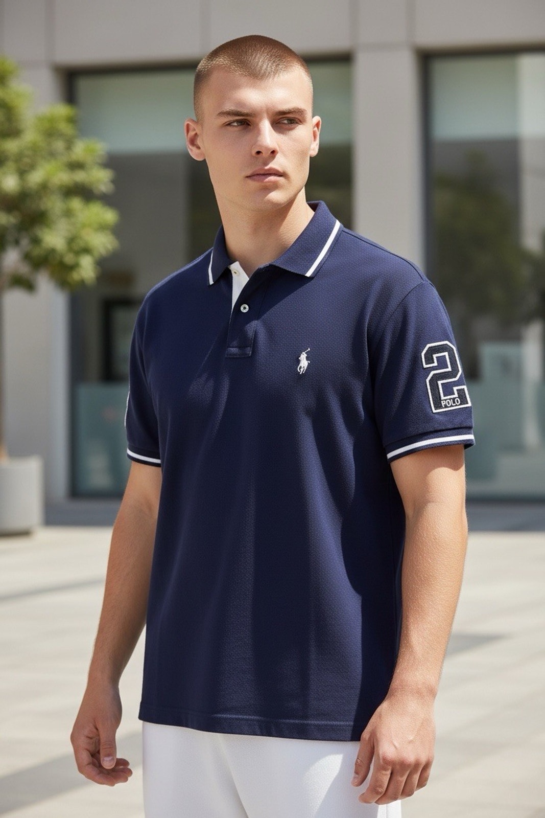 Polo Ralph Lauren Men’s Custom Slim Fit Mesh Polo Shirt Navy Big Pony 2 Patch Xl